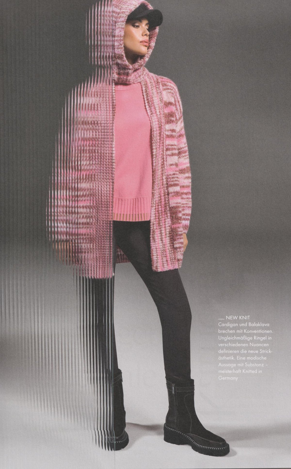 Roséfarbenes Strick-Ensemble – Editorial-Look aus unserem Haus